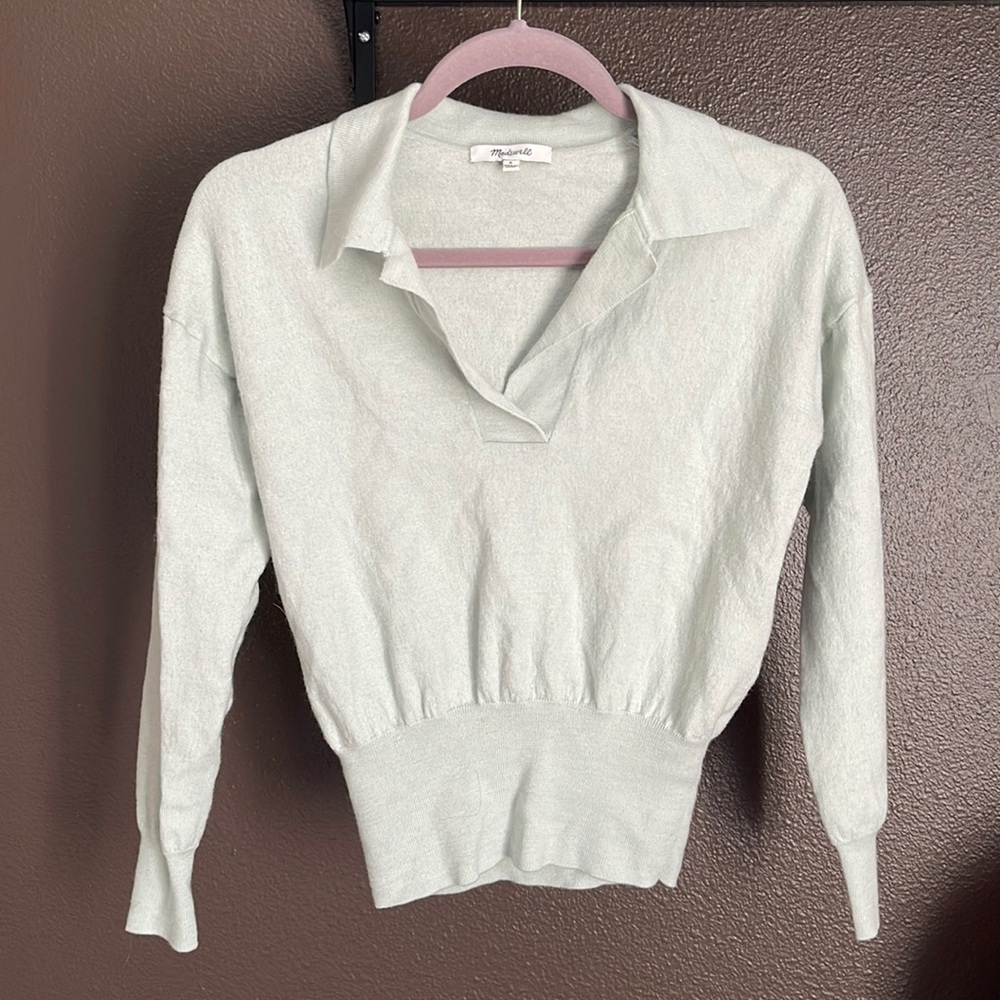 Small Madewell mint green sweater, 100% Merino Wool